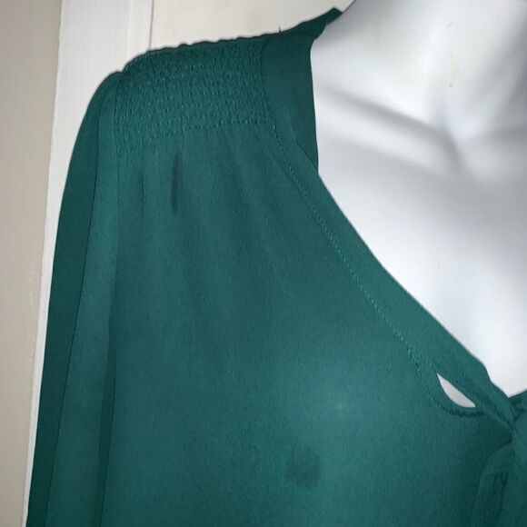 FOREVER 21 Hunter Green Blouse-M - Picture 3 of 6